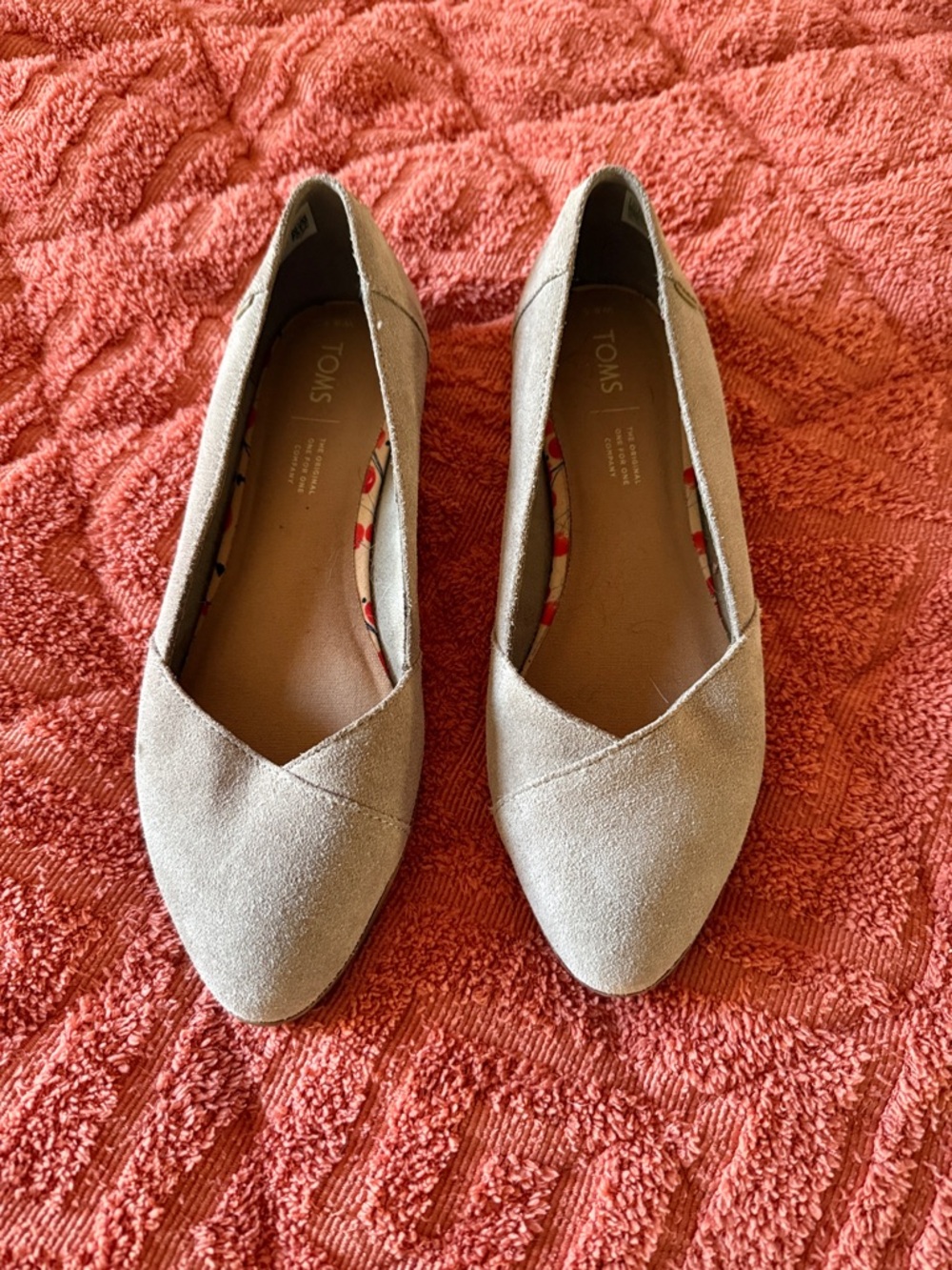 TOMS Pointed Suede Flats in Taupe
